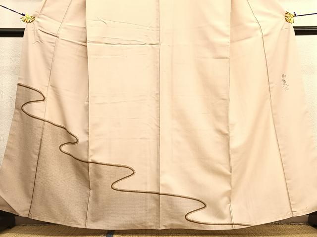 平和屋着物●訪問着 作家物 紬地 130亀甲 流水文 正絹 逸品 BAAT6665hv