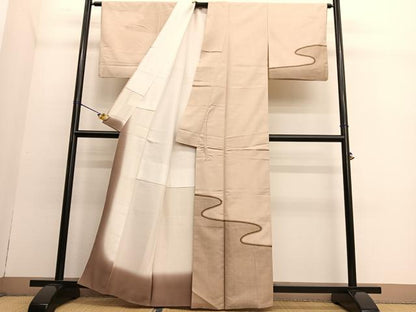 平和屋着物●訪問着 作家物 紬地 130亀甲 流水文 正絹 逸品 BAAT6665hv