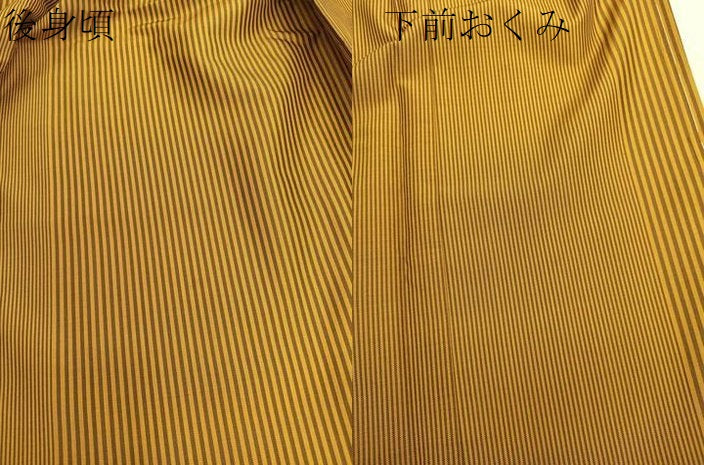 平和屋着物●黄八丈　紬　縞　正絹　逸品　未使用　BAAT6678hv