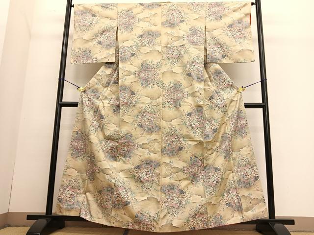 平和屋着物●本場大島紬　人物風景文　正絹　逸品　BAAT6684hv
