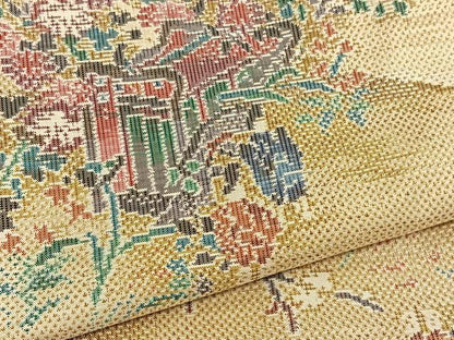 平和屋着物●本場大島紬　人物風景文　正絹　逸品　BAAT6684hv