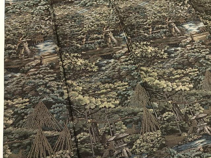 平和屋着物●都喜ヱ門　本場大島紬　藤絹織物謹製　風景文　正絹　逸品　BAAT6686hv