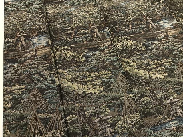 平和屋着物●都喜ヱ門　本場大島紬　藤絹織物謹製　風景文　正絹　逸品　BAAT6686hv