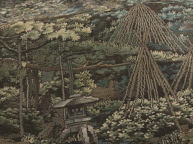 平和屋着物●都喜ヱ門　本場大島紬　藤絹織物謹製　風景文　正絹　逸品　BAAT6686hv