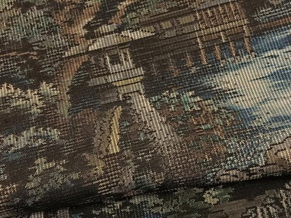 平和屋着物●都喜ヱ門　本場大島紬　藤絹織物謹製　風景文　正絹　逸品　BAAT6686hv