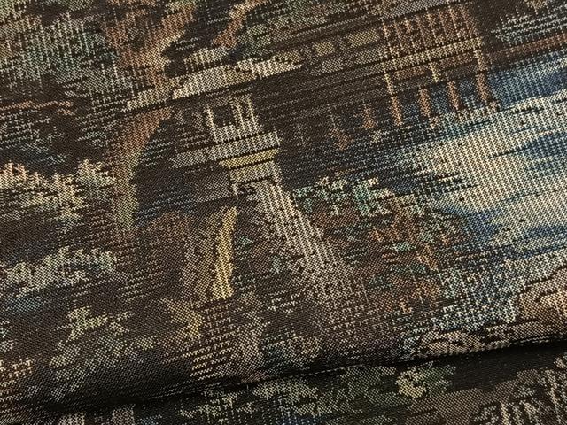 平和屋着物●都喜ヱ門　本場大島紬　藤絹織物謹製　風景文　正絹　逸品　BAAT6686hv