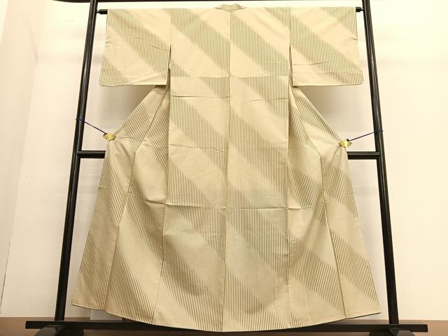 平和屋着物●上質な紬 縞 正絹 逸品 未使用 BAAT6691hv