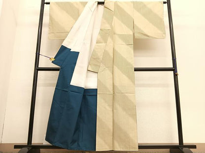 平和屋着物●上質な紬 縞 正絹 逸品 未使用 BAAT6691hv