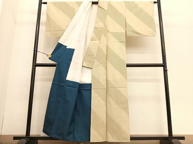 平和屋着物●上質な紬 縞 正絹 逸品 未使用 BAAT6691hv