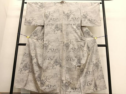 平和屋着物●本場大島紬 風景文 正絹 逸品 BAAT6697hv