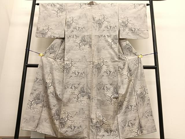 平和屋着物●本場大島紬 風景文 正絹 逸品 BAAT6697hv