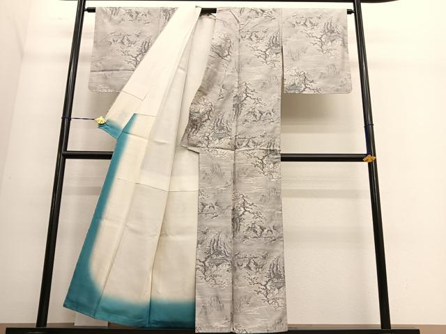 平和屋着物●本場大島紬 風景文 正絹 逸品 BAAT6697hv