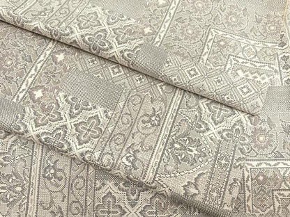 平和屋着物●上質なお召　横段花唐草文　正絹　逸品　BAAT6699hv