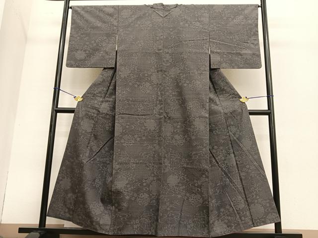 平和屋着物●結城紬 80亀甲 流水雪輪花文 正絹 逸品 BAAT6714hv
