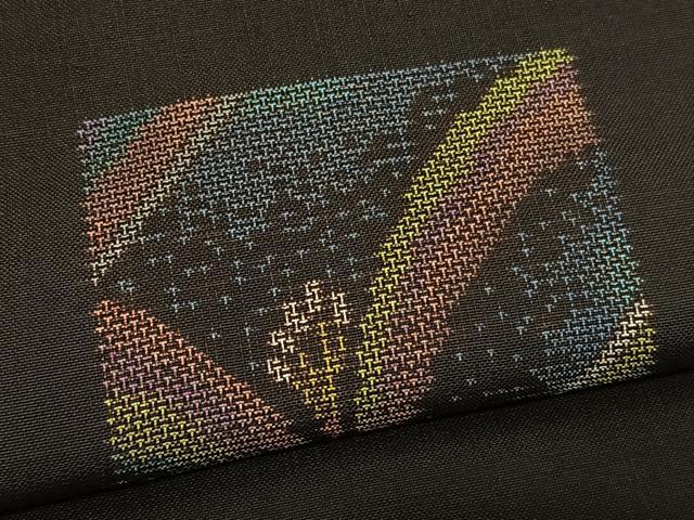 平和屋着物●本場大島紬 9マルキ 地空き 色紙花文 正絹 逸品 BAAT6719hv