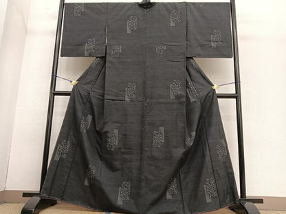 平和屋着物●結城紬 100亀甲 短冊花文 正絹 逸品 未使用 BAAT6726hv