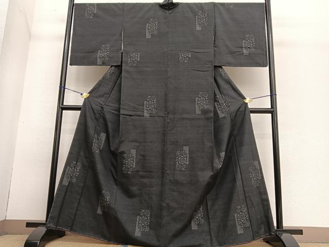 平和屋着物●結城紬 100亀甲 短冊花文 正絹 逸品 未使用 BAAT6726hv