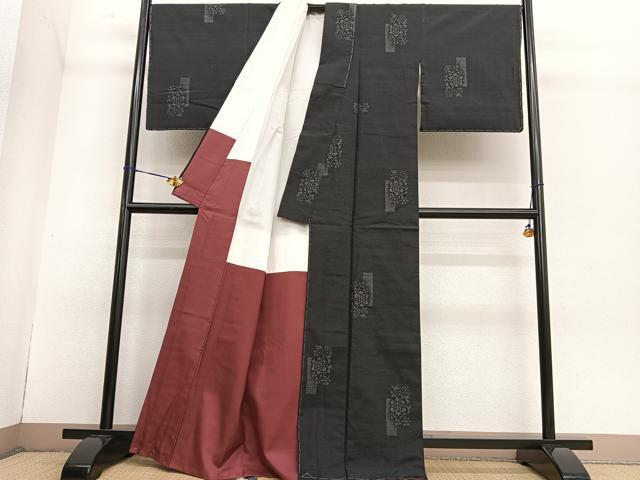 平和屋着物●結城紬 100亀甲 短冊花文 正絹 逸品 未使用 BAAT6726hv