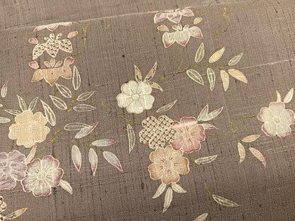 平和屋着物●染織の名門　しょうざん　生紬　草花文　金彩　正絹　逸品　未使用　BAAT6731hv