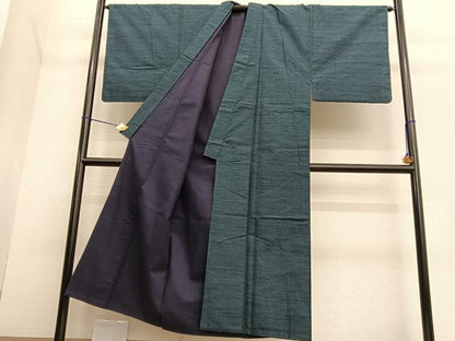 平和屋着物●男性 紬 アンサンブル 格子柄 羽裏：鷹 正絹 逸品 BAAT6740hv