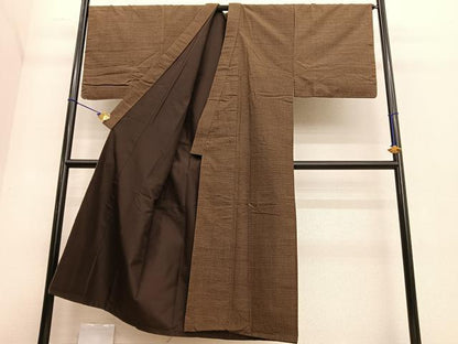 平和屋着物●男性　紬　アンサンブル　亀甲文様　正絹　逸品　BAAT6743hv