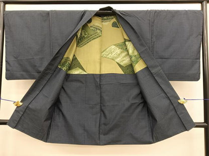 平和屋着物●男性 本場大島紬 アンサンブル 格子柄 正絹 逸品 BAAT6754hv