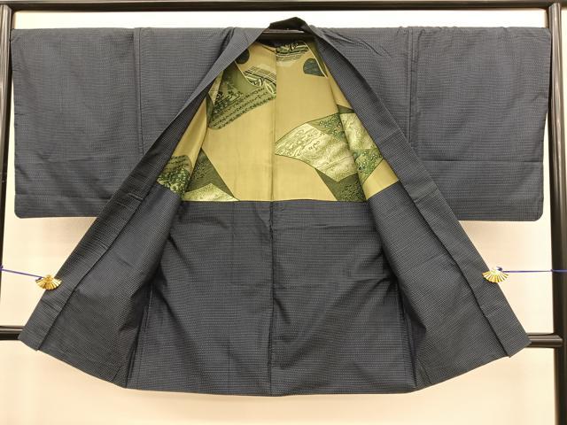 平和屋着物●男性 本場大島紬 アンサンブル 格子柄 正絹 逸品 BAAT6754hv