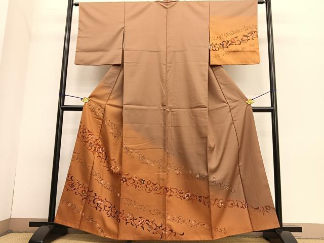 平和屋着物●訪問着 花唐草文 暈し染め 正絹 逸品 BAAT6755hv