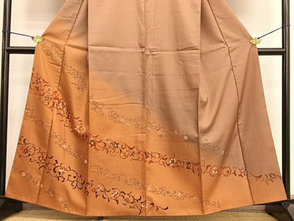 平和屋着物●訪問着 花唐草文 暈し染め 正絹 逸品 BAAT6755hv