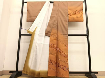 平和屋着物●訪問着 花唐草文 暈し染め 正絹 逸品 BAAT6755hv
