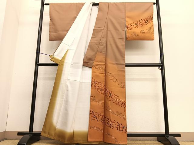 平和屋着物●訪問着 花唐草文 暈し染め 正絹 逸品 BAAT6755hv