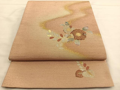 平和屋着物●太鼓柄袋帯 辻が花 紬地 螺鈿 金銀彩 正絹 逸品 BAAT6766hv