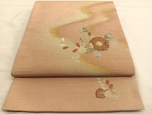 平和屋着物●太鼓柄袋帯 辻が花 紬地 螺鈿 金銀彩 正絹 逸品 BAAT6766hv