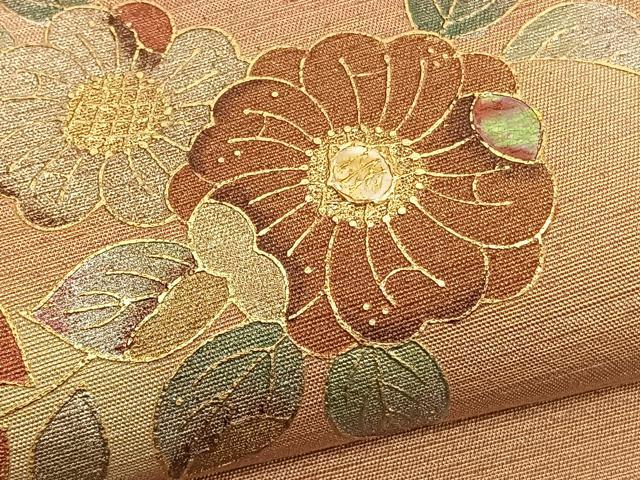 平和屋着物●太鼓柄袋帯 辻が花 紬地 螺鈿 金銀彩 正絹 逸品 BAAT6766hv