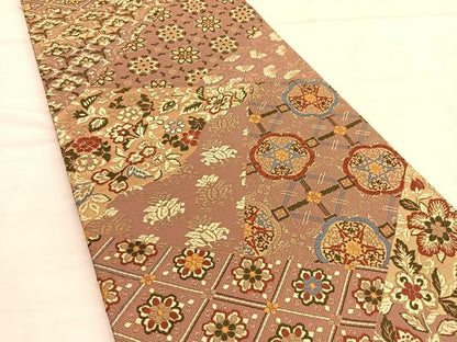 平和屋着物●六通柄袋帯 唐織 切嵌花文 金糸 正絹 逸品 BAAT6801hv