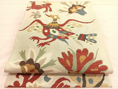 平和屋着物●六通柄袋帯　唐織　鳳凰動物花文　正絹　逸品　BAAT6831hv
