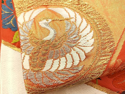 平和屋着物◎六通柄袋帯 唐織 松皮菱花文 金銀糸 正絹 逸品 BAAT6931ph