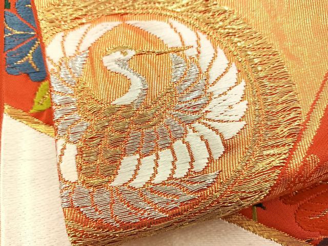 平和屋着物◎六通柄袋帯 唐織 松皮菱花文 金銀糸 正絹 逸品 BAAT6931ph
