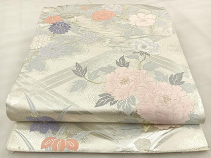 平和屋着物◎六通柄袋帯 唐織 草花文 金銀糸 正絹 逸品 BAAT6947ph
