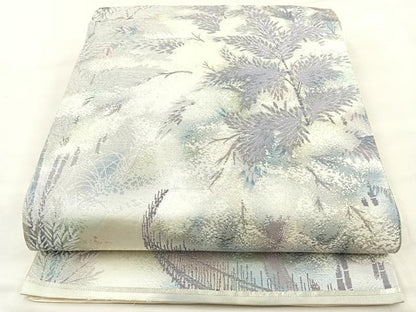 平和屋着物◎六通柄袋帯 嵯峨野路 銀糸 正絹 逸品 BAAT6955ph