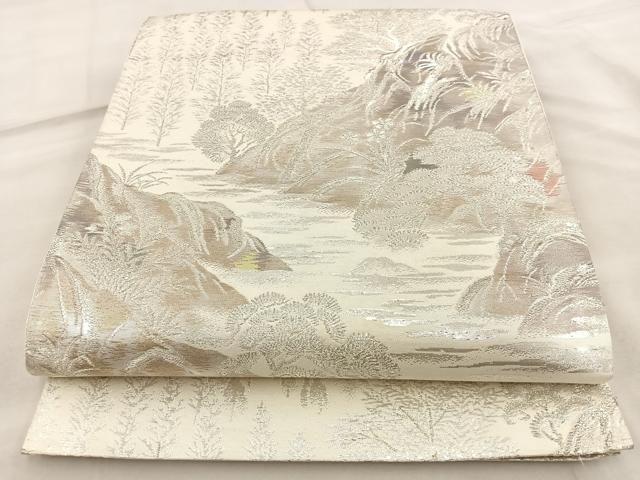 平和屋着物◎六通柄袋帯 古京錦 二重引箔 風景文 正絹 逸品 BAAT6958ph