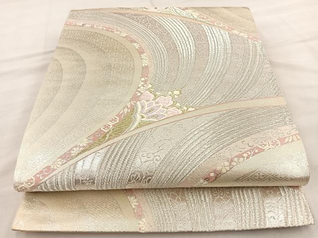 平和屋着物◎六通柄袋帯 唐織 流水吉祥花文 金銀糸 正絹 逸品 BAAT6959ph