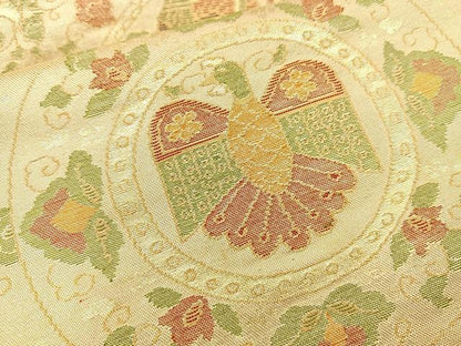 平和屋着物◎六通柄袋帯 花鳥丸文 金糸 正絹 逸品 BAAT6981ph