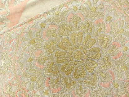 平和屋着物◎六通柄袋帯 切嵌花文 金銀糸 正絹 逸品 BAAT6983ph