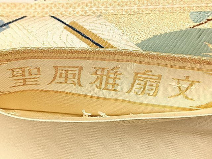 平和屋着物◎六通柄袋帯　唐織　聖風雅扇文　九百錦　金糸　正絹　逸品　BAAT7030ph