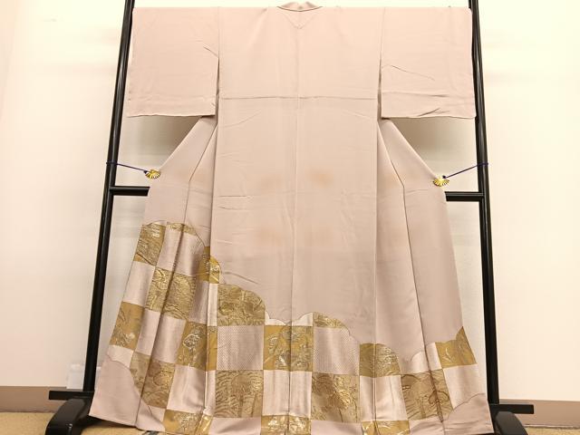 平和屋着物●豪華色留袖 竹屋町刺繍 市松草花文 金銀糸 正絹 逸品 BAAT7239hv