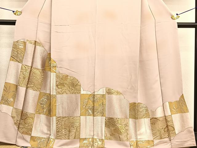 平和屋着物●豪華色留袖 竹屋町刺繍 市松草花文 金銀糸 正絹 逸品 BAAT7239hv