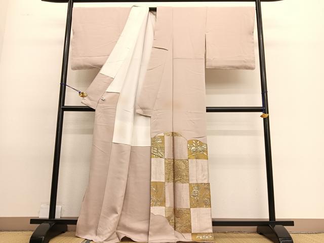 平和屋着物●豪華色留袖 竹屋町刺繍 市松草花文 金銀糸 正絹 逸品 BAAT7239hv