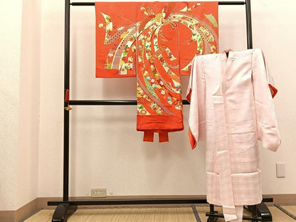 平和屋着物[]お宮参り　女の子　祝着　産着　初着　のしめ　長襦袢セット　駒刺繍　束ね熨斗飛鶴花文　金彩　逸品　BAAT7250mz