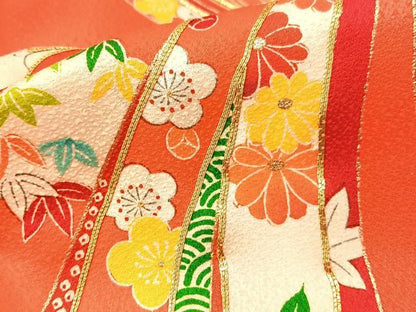 平和屋着物[]お宮参り　女の子　祝着　産着　初着　のしめ　長襦袢セット　駒刺繍　束ね熨斗飛鶴花文　金彩　逸品　BAAT7250mz